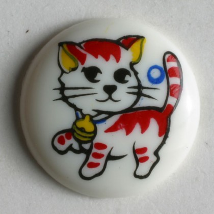Kinderknopf Katze - WEISS - Größe: 13mm