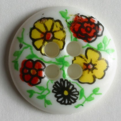 Kinderknopf Blume - WEISS - Größe: 15mm