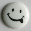 Kinderknopf Smiley - WEISS - Größe: 15mm
