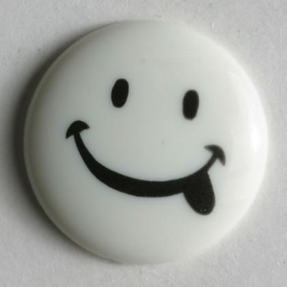 Kinderknopf Smiley - WEISS - Größe: 15mm