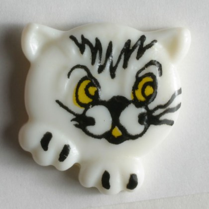 Kinderknopf Katze - WEISS - Größe: 20mm