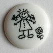 Kinderknopf Strichmännchen - WEISS - Größe: 15mm
