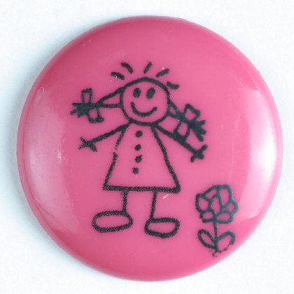 Kinderknopf Strichmännchen - PINK - Größe: 15mm