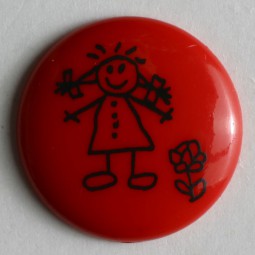 Kinderknopf Strichmännchen - ROT - Größe: 18mm