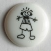 Kinderknopf Strichmännchen - WEISS - Größe: 15mm