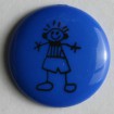 Kinderknopf Strichmännchen - BLAU - Größe: 15mm
