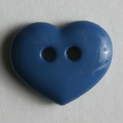 Kinderknopf Herz - BLAU - Größe: 15mm