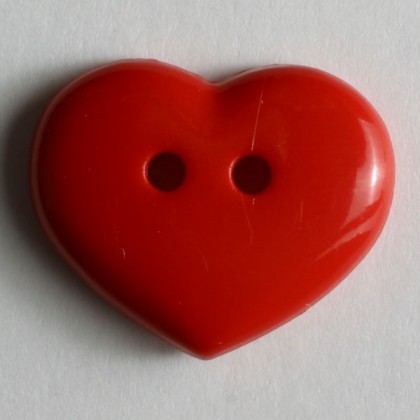 Kinderknopf Herz - ROT - Größe: 13mm
