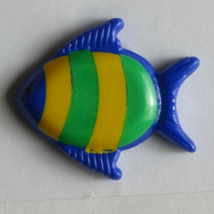 Kinderknopf Fisch - BLAU - Größe: 18mm