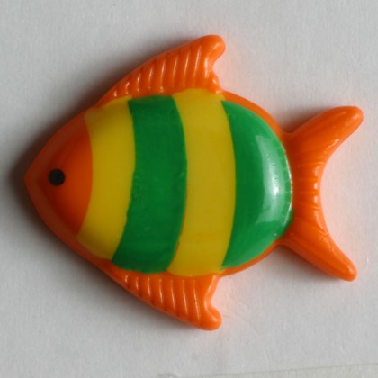 Kinderknopf Fisch - ORANGE - Größe: 18mm