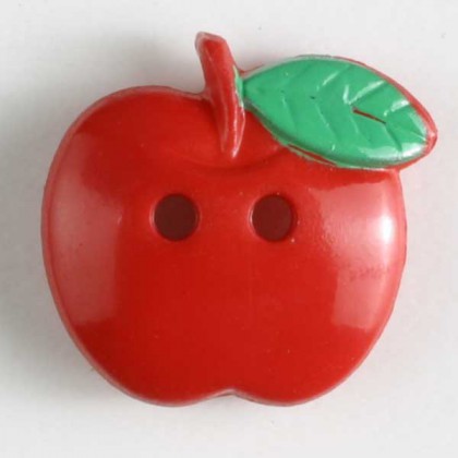 Kinderknopf Apfel - ROT - Größe: 19mm