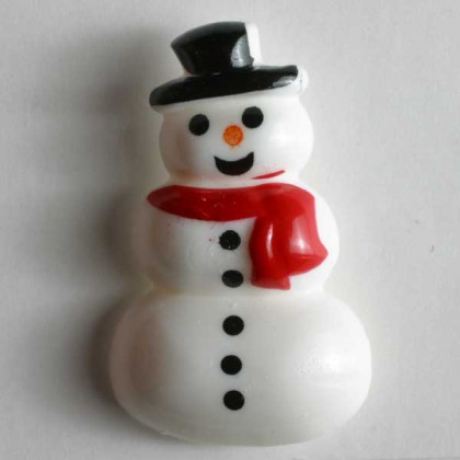 Kinderknopf Schneemann - WEISS - Größe: 28mm