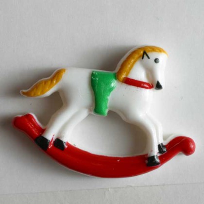 Kinderknopf Schaukelpferd - WEISS - Größe: 30mm