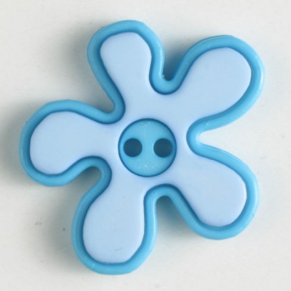 Kinderknopf Blume - HELLBLAU/ TÜRKIS - Größe: 20mm