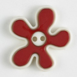 Kinderknopf Blume - ROT/ WEISS - Größe: 20mm