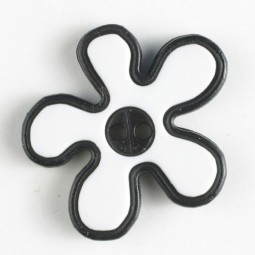Kinderknopf Blume - SCHWARZ/ WEISS - Größe: 20mm