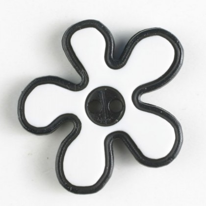 Kinderknopf Blume - SCHWARZ/ WEISS - Größe: 20mm