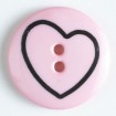 Kinderknopf Herz - PINK - Größe: 18mm