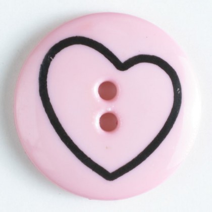 Kinderknopf Herz - PINK - Größe: 18mm