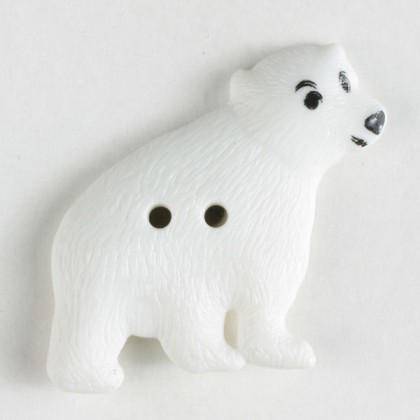 Kinderknopf Bär - WEISS - Größe: 32mm