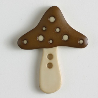 Kinderknopf Pilz - DUNKELBRAUN/ ECRU - Größe: 25mm