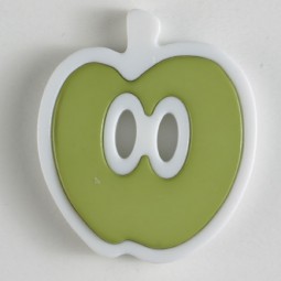 Kinderknopf Apfel - GRÜN/ WEISS - Größe: 25mm