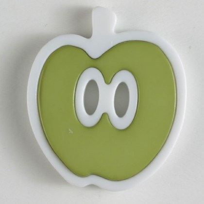 Kinderknopf Apfel - GRÜN/ WEISS - Größe: 25mm