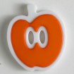 Kinderknopf Apfel - ORANGE/ WEISS - Größe: 25mm