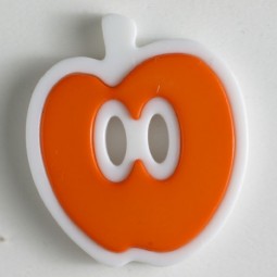 Kinderknopf Apfel - ORANGE/ WEISS - Größe: 25mm