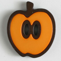 Kinderknopf Apfel - ORANGE/ BRAUN - Größe: 25mm