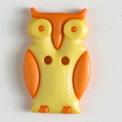 Kinderknopf Eule - GELB/ ORANGE - Größe: 25mm