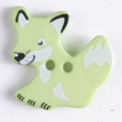 Kinderknopf Fuchs - GRÜN - Größe: 25mm
