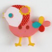 Kinderknopf Vogel - BUNT/ ROSA - Größe: 25mm