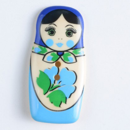 Kinderknopf Matroschka - BUNT/ BLAU - Größe: 40mm