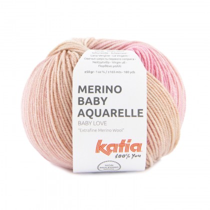 MERINO BABY AQUARELLE - BEIGE/ CELESTE/ ROSA (357)