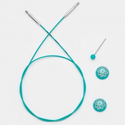 Seil für Nadelspitzen Mindful blaugrün/silber drehbar Länge: 50cm